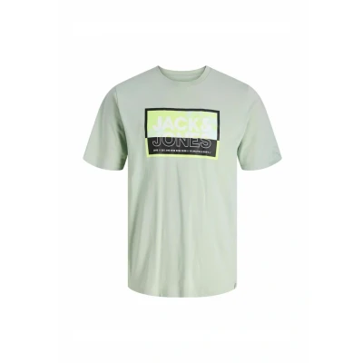 Afbeelding van JACK&amp;JONES JCOLOGAN SUMMER PRINT TEE CREW NECK SMU Heren T shirt Aqua Gray