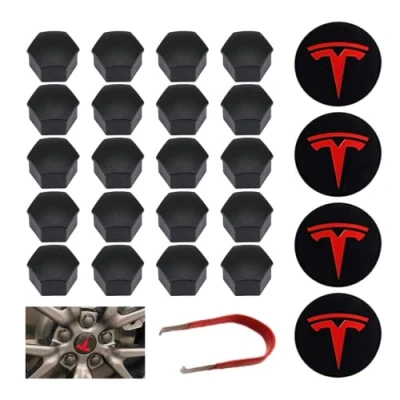 Afbeelding van Set wieldoppen Central Magic Select, compatibel met Tesla auto model 3. (4 centrale + 20 moerdoppen)