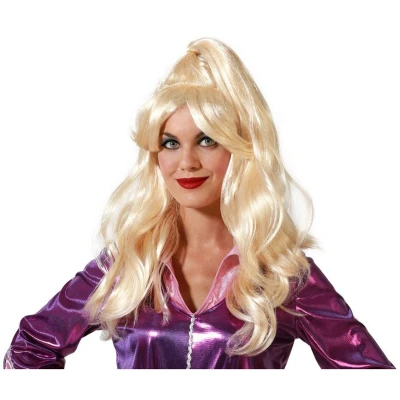 Afbeelding van Atosa Verkleedpruik Dames Blond Barbara filmster lang golvend haar Beroemdheid Jaren 80/Eighties/Seventies carnaval