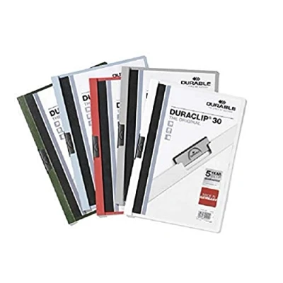 Afbeelding van Durable Duraclip 220002 presentatiemap met clip, metaal, A4, 3 mm/30 vellen, wit, 25 stuks