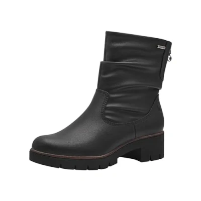 Afbeelding van Tamaris Enkellaarsjes met plateauzool, Dames, Maat: 38, Black Hoogwaardig imitatieleer