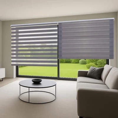 Afbeelding van Storesdeco Duo rolgrodijn stijlvol dubbel textiel in zilver, 180x180 cm