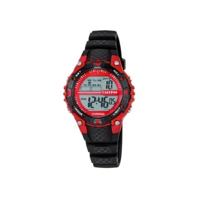 Afbeelding van Calypso K5684/6 Unisex digitaal horloge met lcd wijzerplaat en zwarte kunststof band, Zwart LCD, riem, Riem