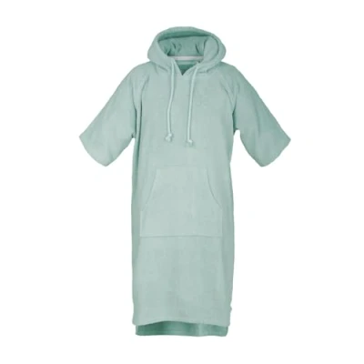Afbeelding van Tom Tailor Surfponcho voor dames en heren, maat L XL, 100% katoen, badstof, met capuchon, heupzak geborduurd logo, turquoise (verse salie)