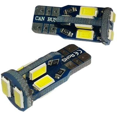 Afbeelding van T10 autolamp W5W 2 stuks 10 SMD daglichtwit 6000K CAN BUS 12V DC