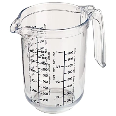 Afbeelding van Westmark Gerda Maatbeker 1 liter maatschaal voor gram (voor meel, suiker, rijst en griesmeel), milliliter Made in Germany kunststof 18 x 12,4 16,5 cm (transparant)
