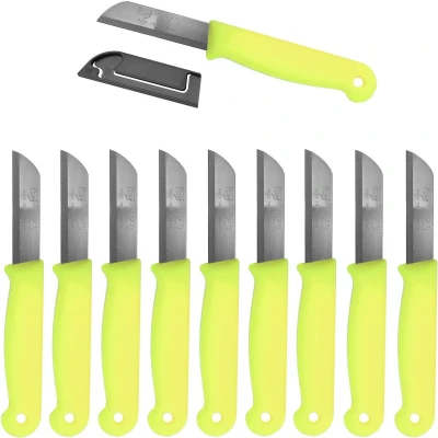 Afbeelding van Solingen Schilmesje RVS Glad 16 cm met &quot;Blade Cover&quot; Neon Geel 10 stuks