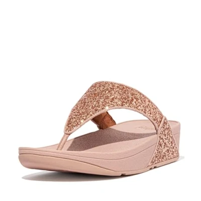 Afbeelding van Fitflop Lulu Glitter Toe thongs Damessandalen, Rose Gold.