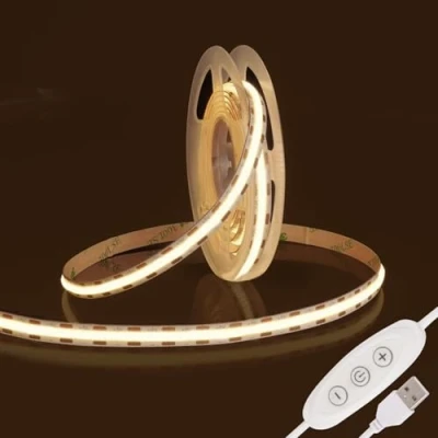 Afbeelding van Fosingut ledstrip, COB, 2 m, DC 5 V, USB, slaapkamer, neutraal wit, 4000 K, 480 leds/m, CRI90+ dimbaar, flexibel, led, tv set, fancy light, gaming, zelfklevend, voor keuken, feest,