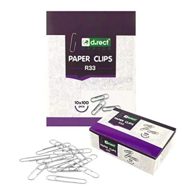 Afbeelding van D.RECT 100 metalen bureauklemmen, 33mm, mooie paperclips, clips en klemborden, gegalvaniseerde 10 x zilveren munten