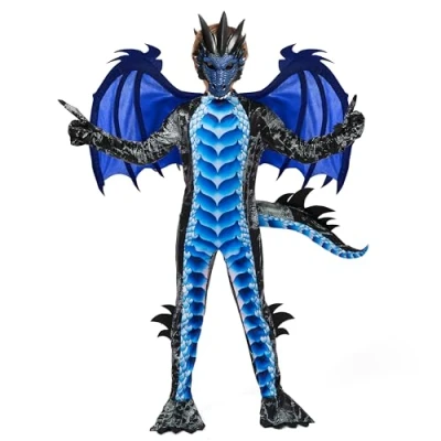 Afbeelding van Spooktacular Creations Zwart en blauw Halloween drakenkostuum voor jongens S