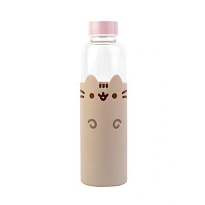 Afbeelding van Erik Pusheen glazen fles inhoud 50 cl met siliconen buitendeel drinkfles