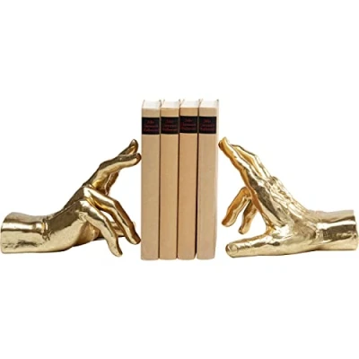Afbeelding van Kare Design boekensteunen Holding Fingers (2/set), tweedelig, twee handen, goud, artikelhoogte 21 cm