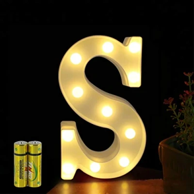 Afbeelding van HONPHIER® lichtgevende letters,alfabet ledlamp, decoratieve letter, werkt op batterijen, voor feest, bruiloft, huis, bar, decoratie (S)