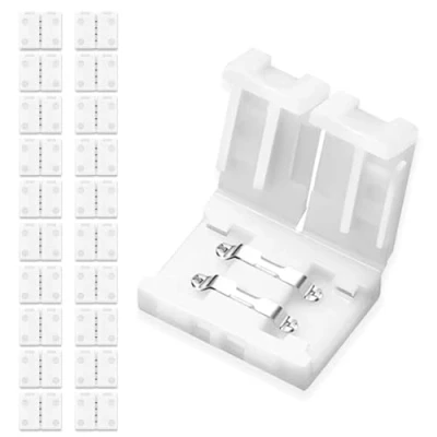 Afbeelding van UBRAVE led stripconnector, set van 20 stripconnectoren, snelkoppeling met 2 pinnen, voor SMD 3528/2835 RGB waterdicht en niet waterdicht, 8 mm breed, gratis lassen