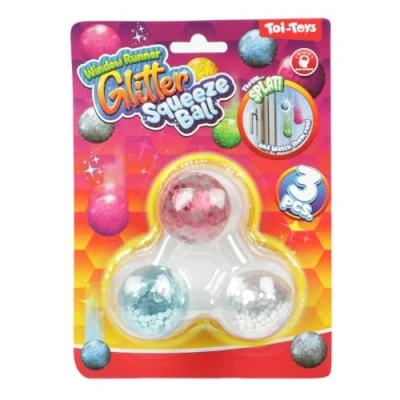 Afbeelding van Toi Toys Raamkruiper Glitter Knijpballen 4 Cm 3 Stuks