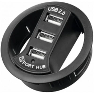 Image de HUB USB 2.0, 3 ports, type rond encastrable