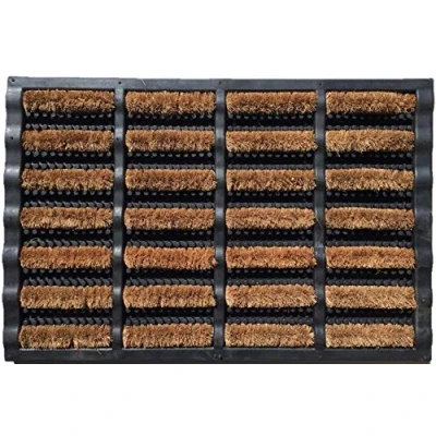 Afbeelding van oKu Tex Java deurmat, entreemat, met borstel, kokosmat rubber, voor buiten, antislip, 45 x 75 cm