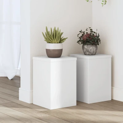 Afbeelding van Plantenstandaards 2 st 20x20x30 cm bewerkt hout wit