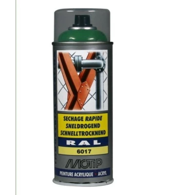 Afbeelding van Motip industrial acryllak hoogglans RAL 6017 mei groen 400 ml.