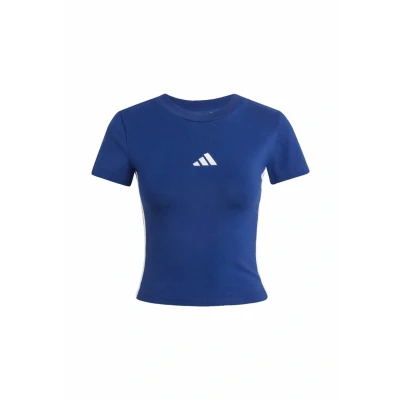 Afbeelding van adidas Sportswear Essentials 3 Stripes SLIM Tshirt basic Dark blue white, Dames, Maat: XS, white