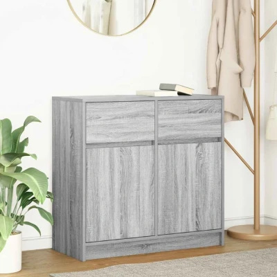 Afbeelding van vidaXL Dressoir met lade 80x34x76 cm spaanplaat grijs sonoma