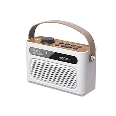 Afbeelding van Inscabin M60 draagbare DAB/DAB+ FM digitale radio/draagbare draadloze luidspreker met Bluetooth/stereo geluid/dubbele luidsprekers/dubbele wekker/oplaadbare batterij/mooi ontwerp (WT)