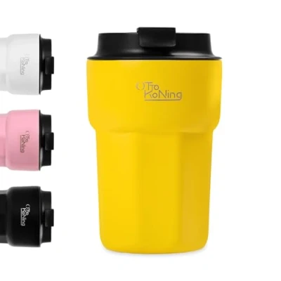 Afbeelding van Otto Koning 350ml geïsoleerde mok, koffie thermoskan met waterdicht deksel, herbruikbare koffiekopjes voor op reis, roestvrijstalen koffiemok warme en koude koffie, water thee