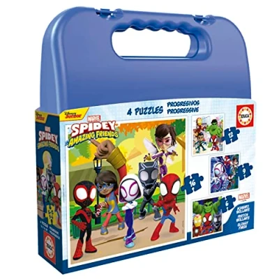 Afbeelding van Set van 4 Puzzels Spidey Briefcase