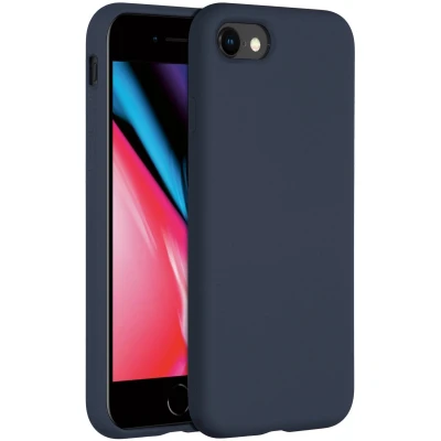Afbeelding van Accezz Hoesje Geschikt voor iPhone SE (2022) / (2020) 8 7 Siliconen Liquid Silicone Backcover Donkerblauw