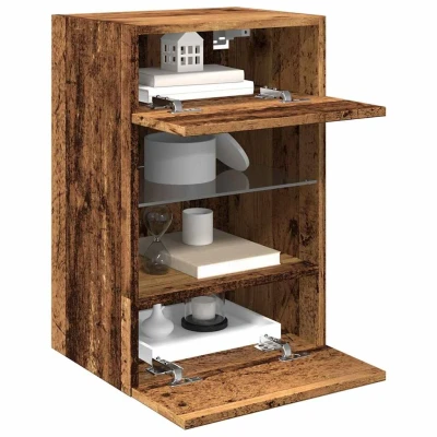 Afbeelding van vidaXL Tv wandmeubels met LED 2 st 40x30x60,5 cm oud houtkleurig