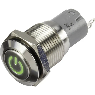 Afbeelding van TRU COMPONENTS 1303017 LAS2GQF 11ZDT/G/12V/S/P Drukschakelaar 48 V/DC 2 A 1x aan/aan Continu Groen IP65 1 stuk(s)