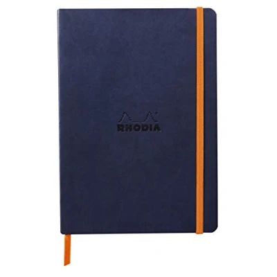Afbeelding van RHODIA 117444C Notitieboek, zacht, nachtblauw, A5, 14,8 x 21 cm, gestippeld, 160 pagina&#039;s, lichtbruin papier, 90 g/m², bladwijzer, elastische sluiting, kunstleer, collectie Rhodiarama