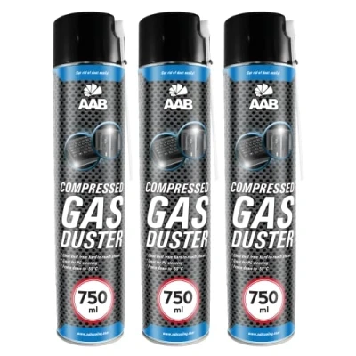 Afbeelding van AABCOOLING Luchtspray, droog, 3 x 750 ml, gecomprimeerde luchtfles, reiniging van computers, stofverwijdering, stof verwijderen, geurloos, aerosol, computerreiniger