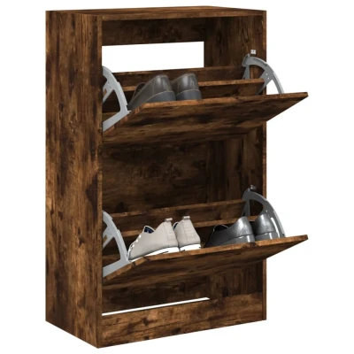 Afbeelding van Schoenenkast 60x34x96,5 cm bewerkt hout gerookt eikenkleurig