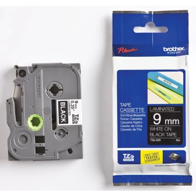 Afbeelding van Brother TZe 325 Tape Wit op zwart (9 mm)