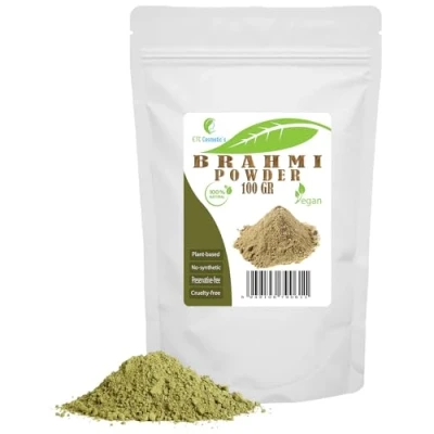Afbeelding van BRAHMI Poeder 100% natuurlijk gebruikt voor de verzorging van hoofdhuid en huid, helpt het haar langer sterker te groeien (100 g)