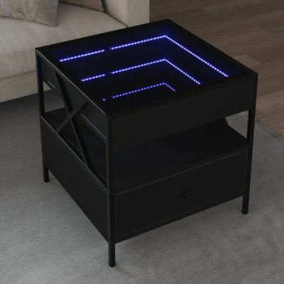 Afbeelding van Salontafel met Infinity LED 50x50x51 cm zwart