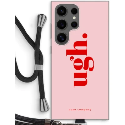 Afbeelding van Case Company® hoesje met Koord geschikt voor Samsung Galaxy S24 Ultra Ugh Telefoonhoesje Zwart Bescherming aan alle Kanten en Over de Schermrand