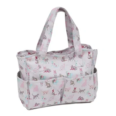 Afbeelding van Hobby Gift Exclusieve knutseltas, schoudertas, breitas, garenopslag, schoolrugzak, 13 x 36 31 cm, katten