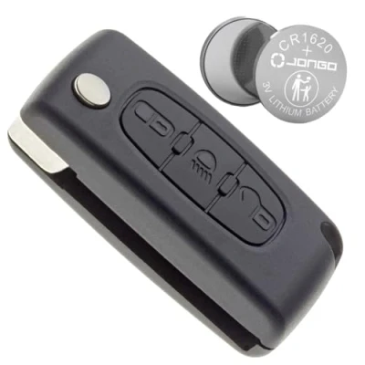 Afbeelding van Jongo sleutelbehuizing zonder lemmet compatibel met Citroen C4 Picasso, Grand C5 CE0523 1 x CR1620 batterij Plip auto afstandsbediening 3 toetsen