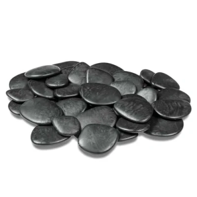 Afbeelding van Kalapanta Decoratieve stenen van gerecycled kunststof voor potten, verf, aquaria, huis en tuin (maat L Ø 5 8 cm, ca. 45 stuks, zwart), gemaakt in Italië.