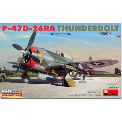 Afbeelding van 1:48 MiniArt 48003 Republic P 47D 26RA Thunderbolt Bubbletop Advanced Kit Plastic Modelbouwpakket