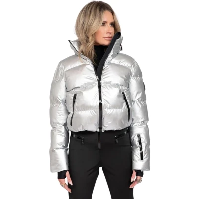 Afbeelding van NIKKIE Gstaad Metallic Winterjas Dames Silver 42 Zilver Ski Jassen