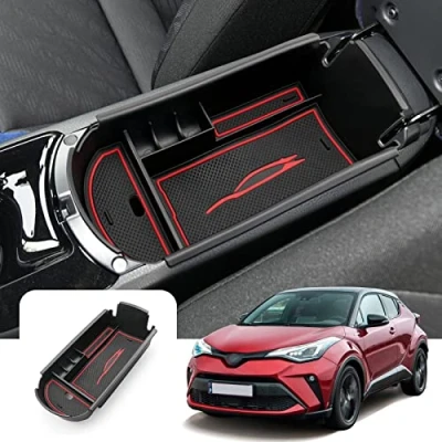 Afbeelding van LFOTPP C HR Armsteun Opbergdoos, centraal, CHR accessoires voor auto, interieur, lade, organizer, rood