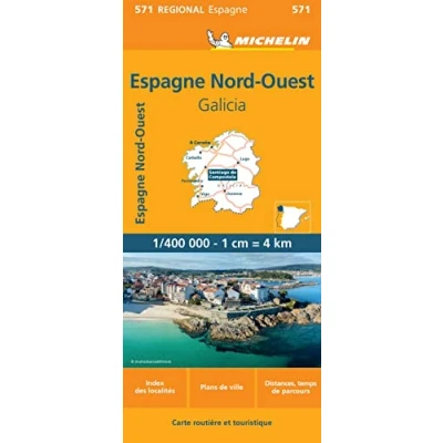 Afbeelding van Michelin 571 Noordwest Spanje Galicië Wegenkaart Kleurloos Reisboeken &amp; Kaarten