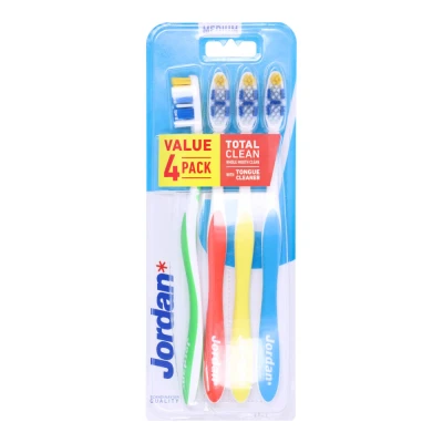 Afbeelding van 3x Jordan Tandenborstel Total Clean Medium 4 pack stuks
