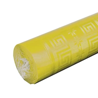 Image de Pro Nappe Réf R485020I jetable en Papier damassé rouleau de 50 M long X 1,18 large au motif universel chic et classique 166 couverts Couleur jaune