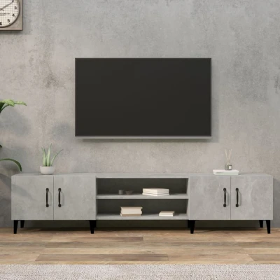 Afbeelding van Tv meubel 180x31,5x40 cm bewerkt hout betongrijs
