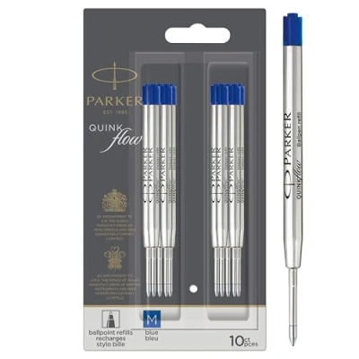 Afbeelding van Parker Quinkflow Vulling Voor Balpen, Medium, Blauw, Blister Met 10 Stuks Balpenvullingen